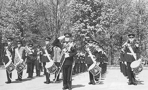 Band and Drums 1st Bn The Queen's Royal Surrey Regiment, Oxford Barracks, Münster W. Germany