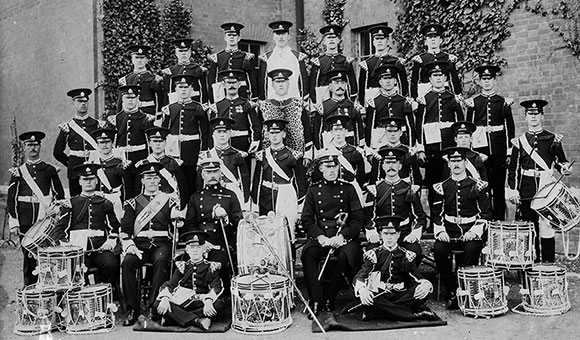 The Corps of Drums, 1st Bn The East Surrey Regiment. Plymouth 1910.
