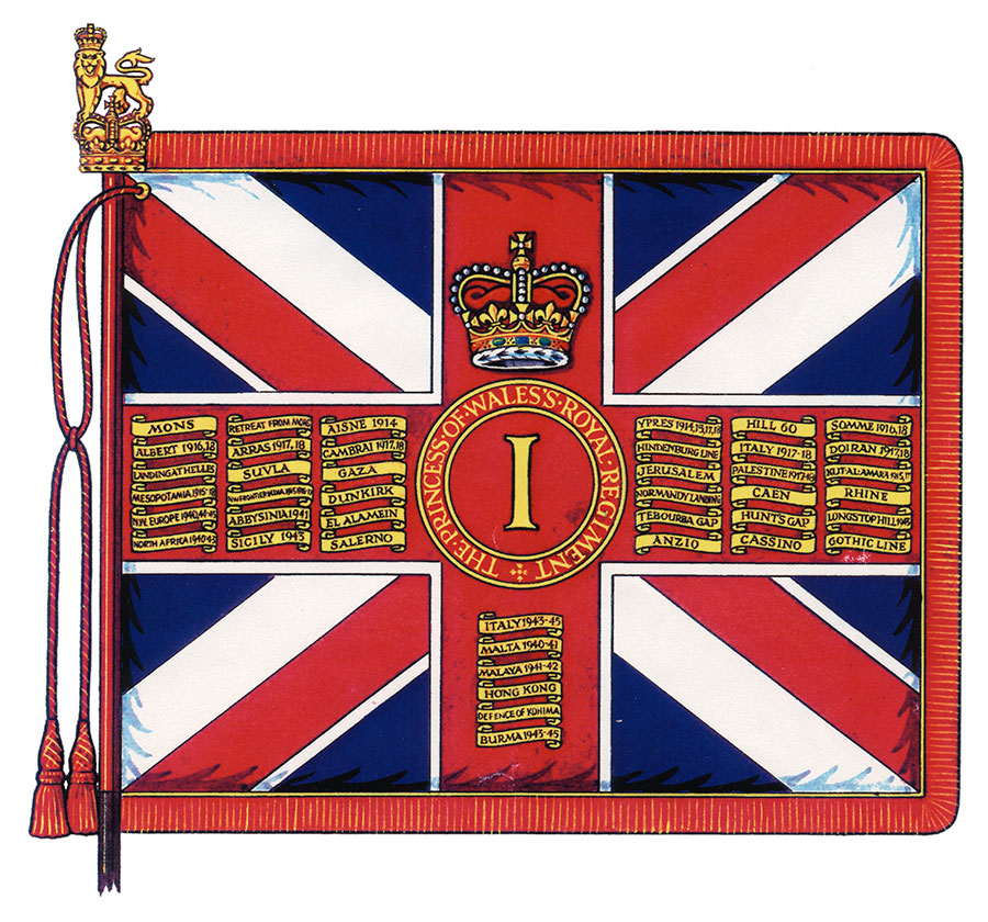 The Royal Regiment of Wales 3rd battalion Regimental colours flag. 