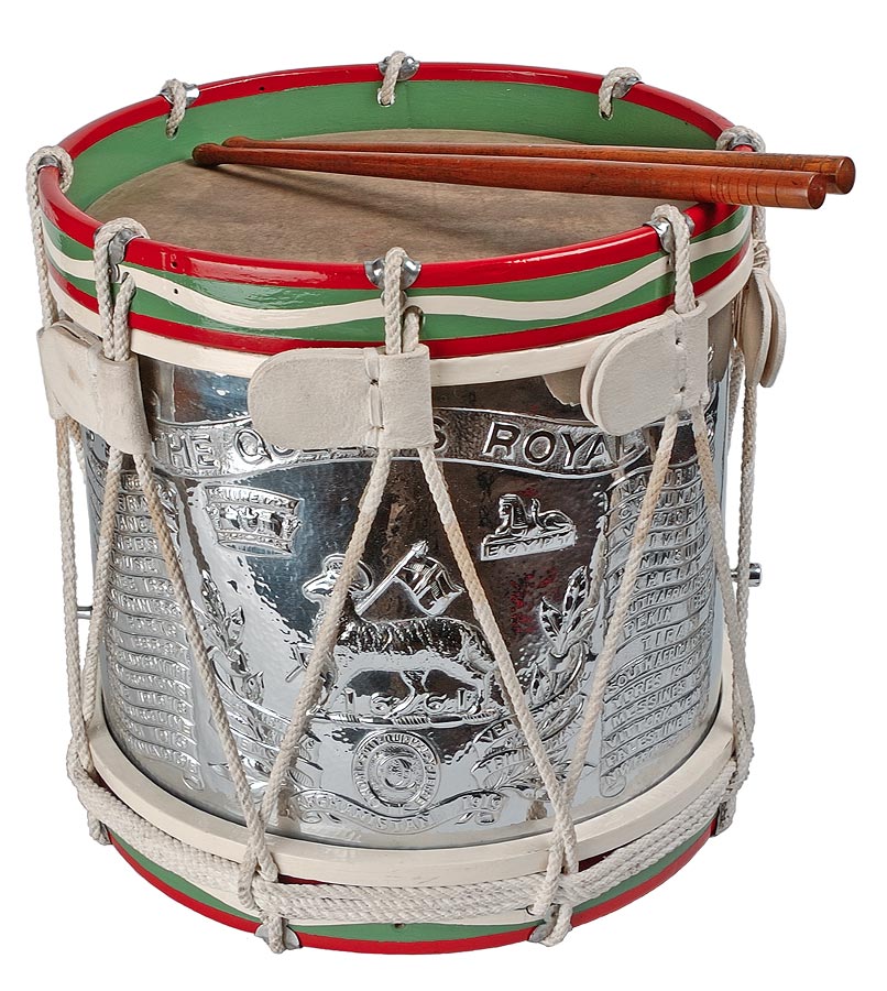 Queen's Royal Regiment Silver Drum.