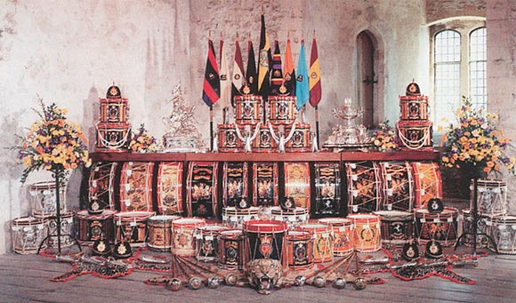 The Princess of Wales's Royal Regiment (Queen's and Royal Hampshires) Drums and Silver display