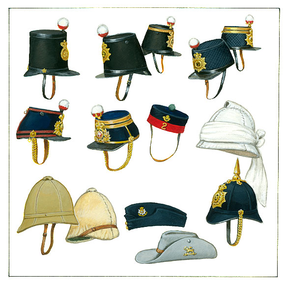Shako 1846 (Albert), Shako 1855 other rank and officer, Shako 1861 (Quilted) other rank and office